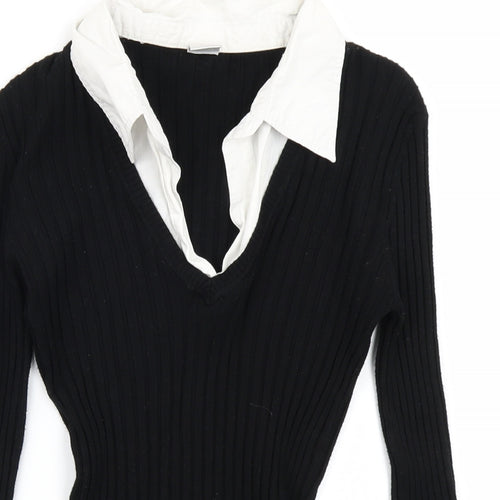 New Look Womens Black  Knit Pullover Jumper Size 10