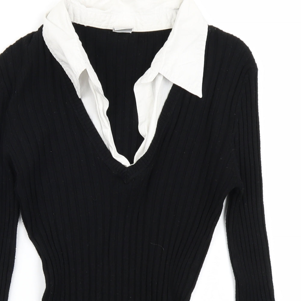 New Look Womens Black  Knit Pullover Jumper Size 10