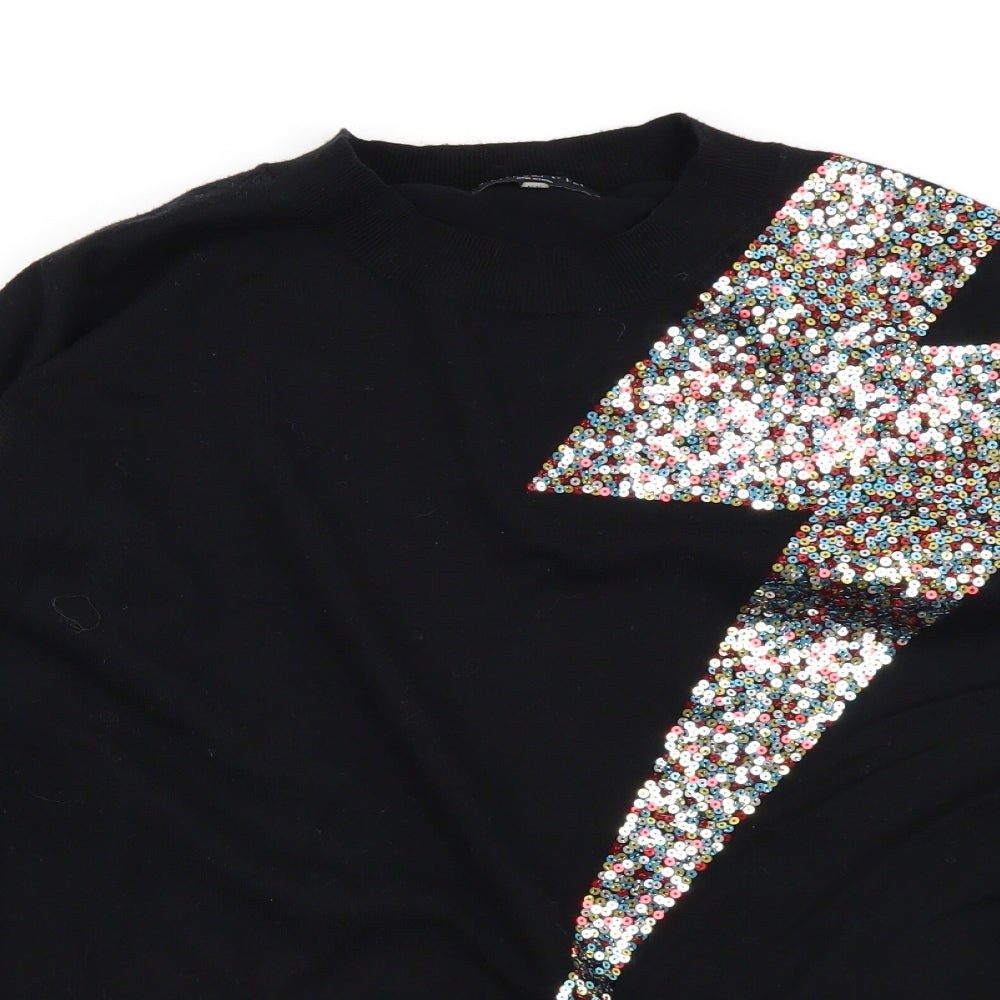 F&F Womens Black  Knit Pullover Jumper Size 16