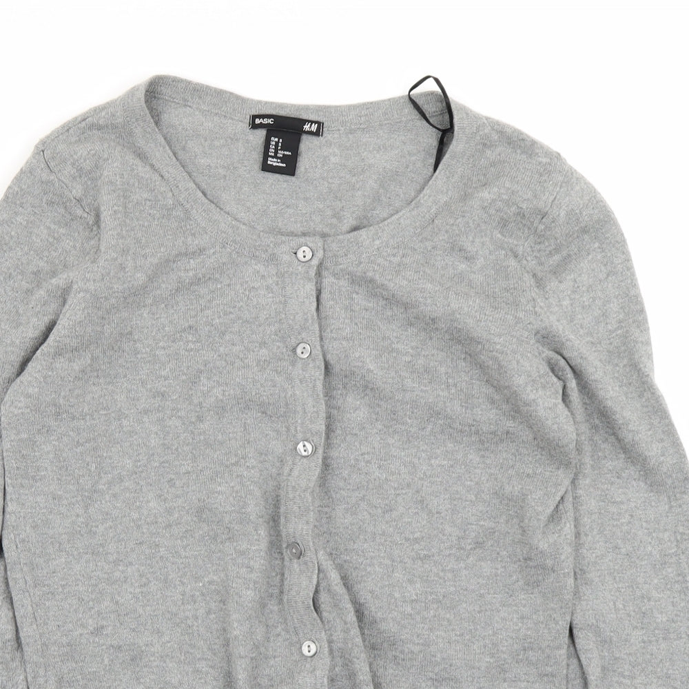 H&M Womens Grey  Knit Cardigan Jumper Size S