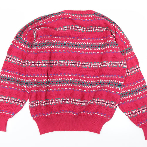 Pringle Mens Pink Fair Isle Knit Pullover Jumper Size M