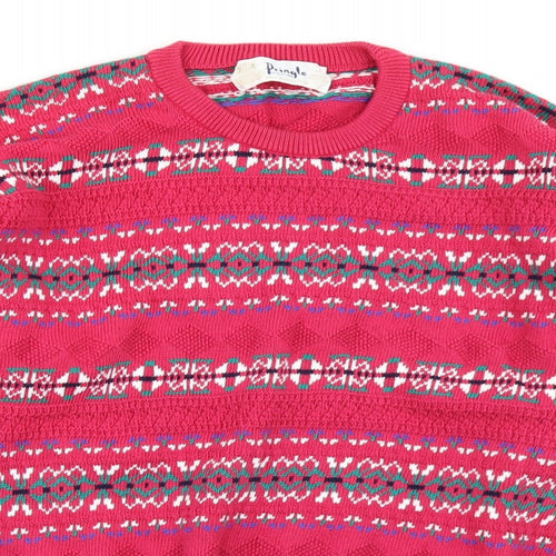 Pringle Mens Pink Fair Isle Knit Pullover Jumper Size M
