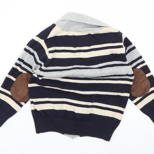 Rebel Boys Blue Striped Knit Cardigan Jumper Size 24 Months
