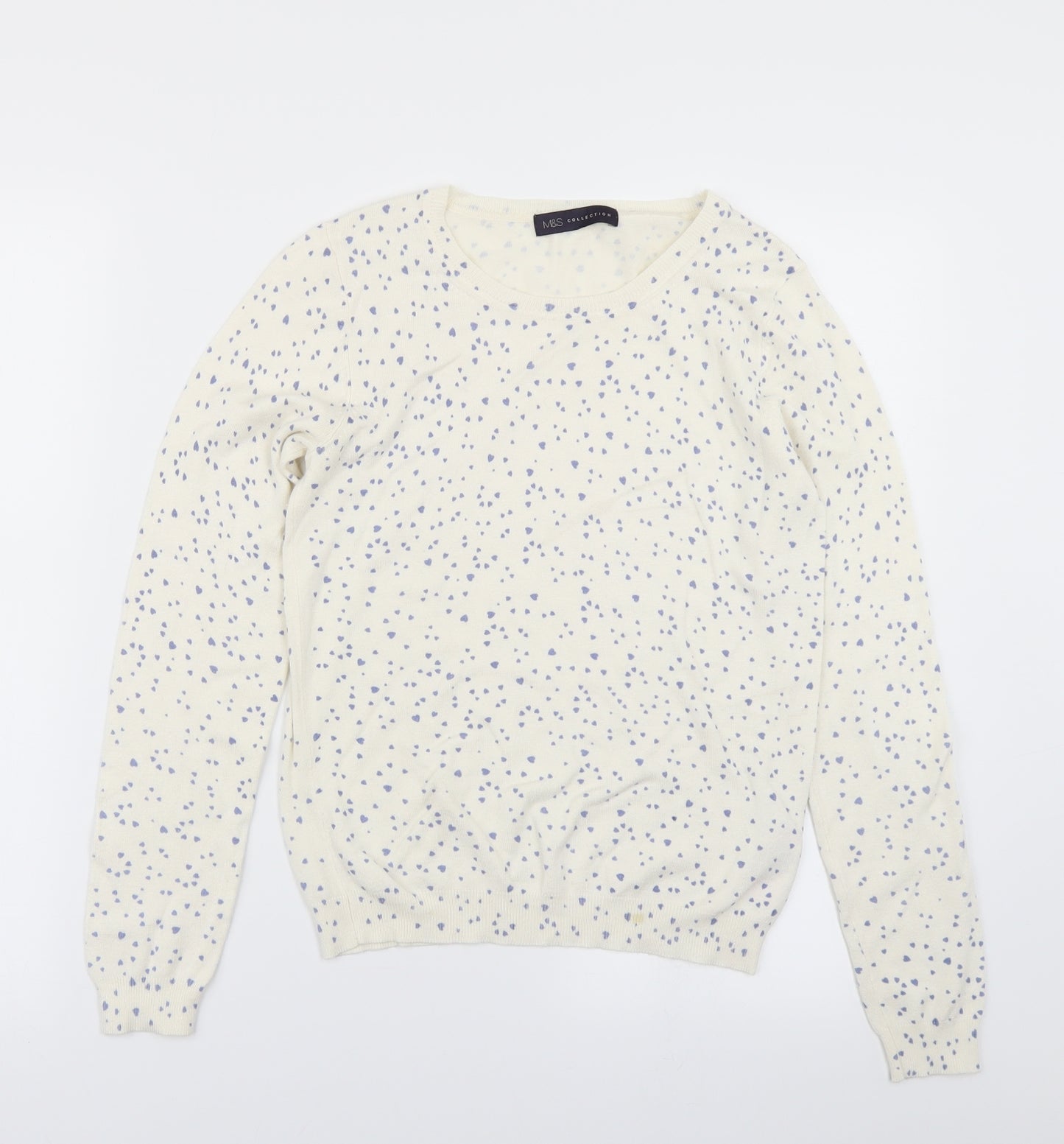 M&S Collection Womens Ivory  Knit Pullover Jumper Size 8