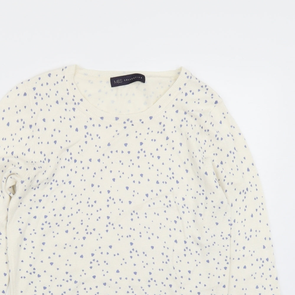 M&S Collection Womens Ivory  Knit Pullover Jumper Size 8