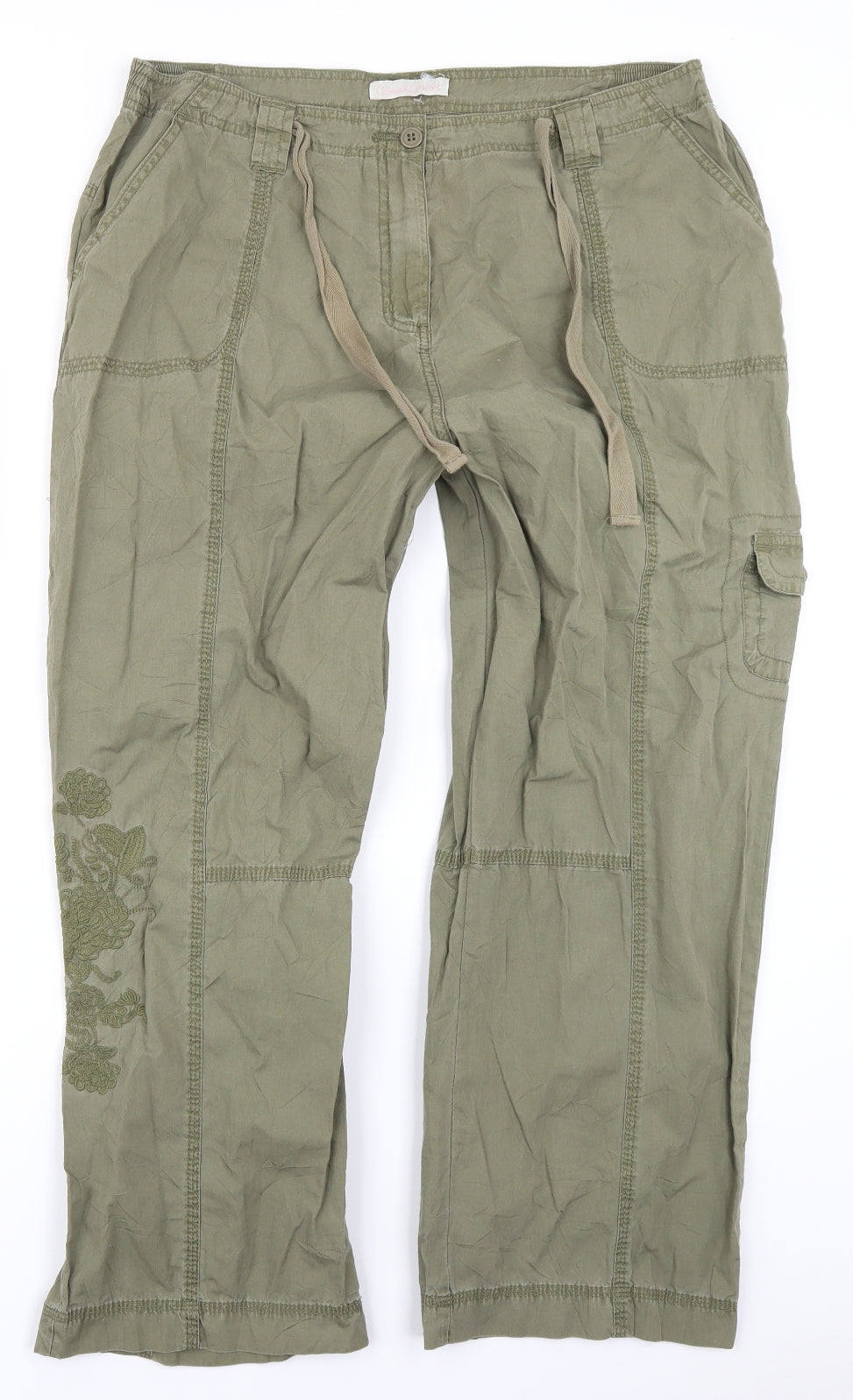 Casual Comfort Womens Green   Cargo Trousers Size 18 L25 in