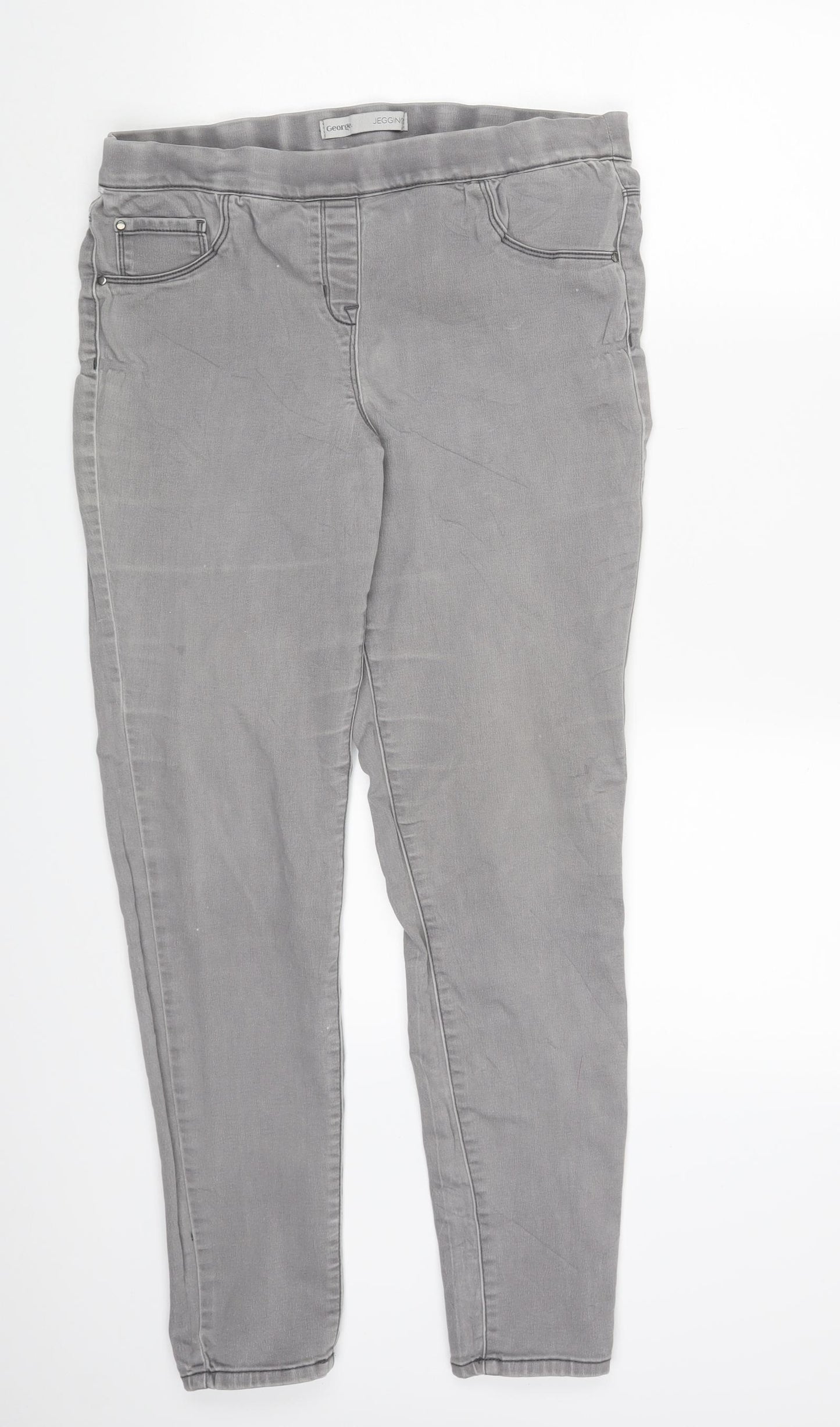 George Womens Grey  Denim Jegging Trousers Size 16 L27 in