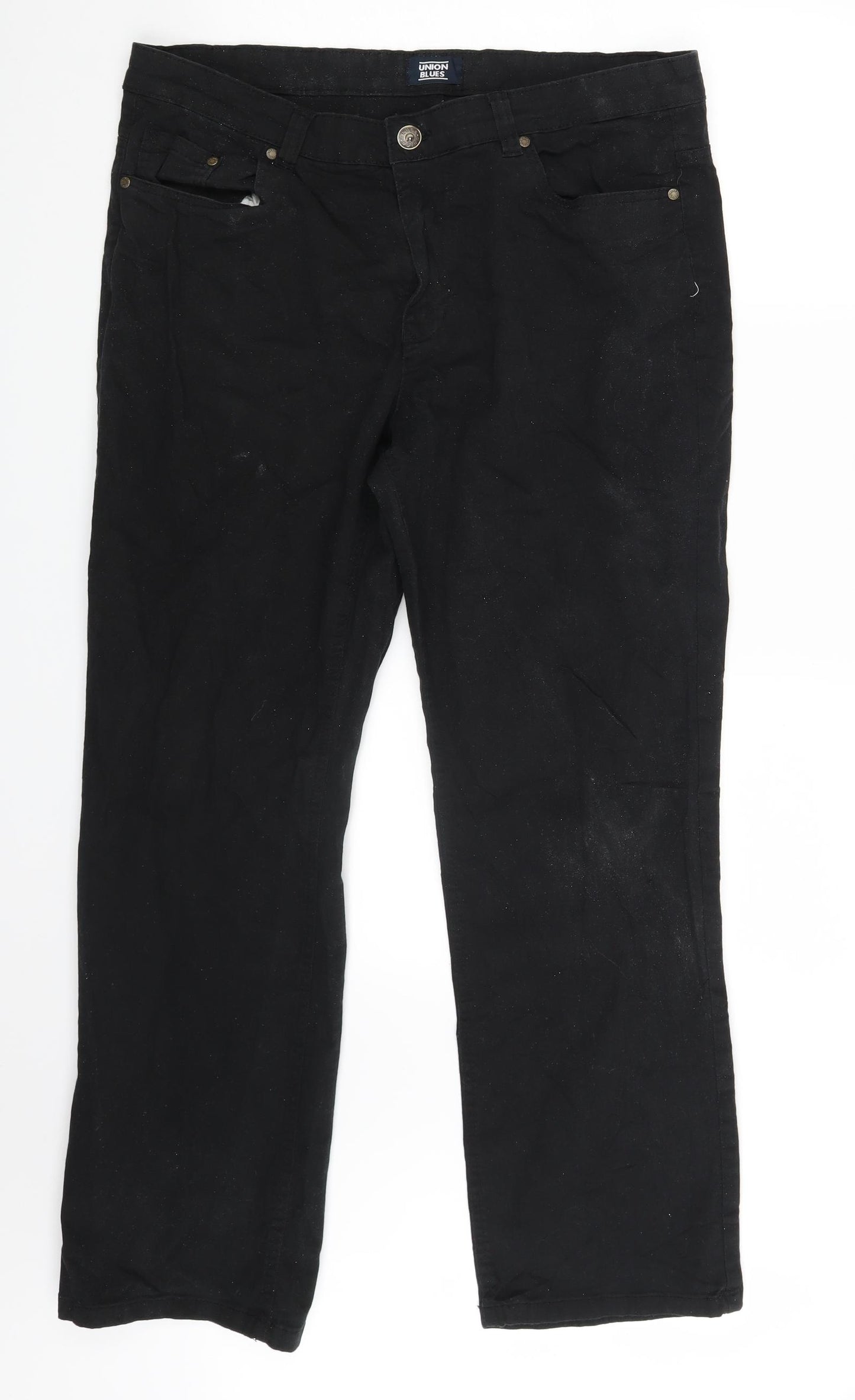 Union Blues Mens Black  Denim Straight Jeans Size 38 L28 in
