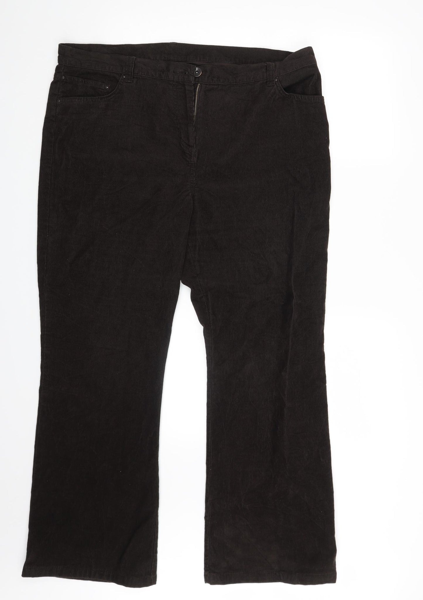 M&S Womens Brown  Corduroy Trousers  Size 20 L29 in