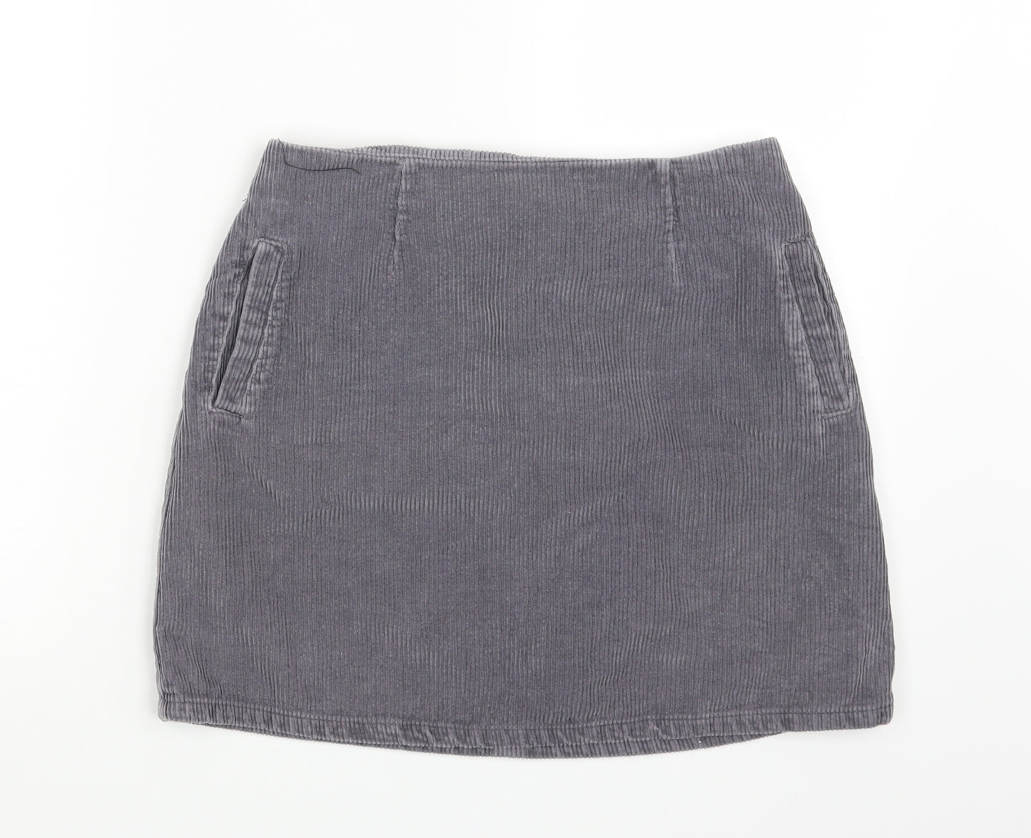 New Look Womens Grey  Corduroy A-Line Skirt Size 10