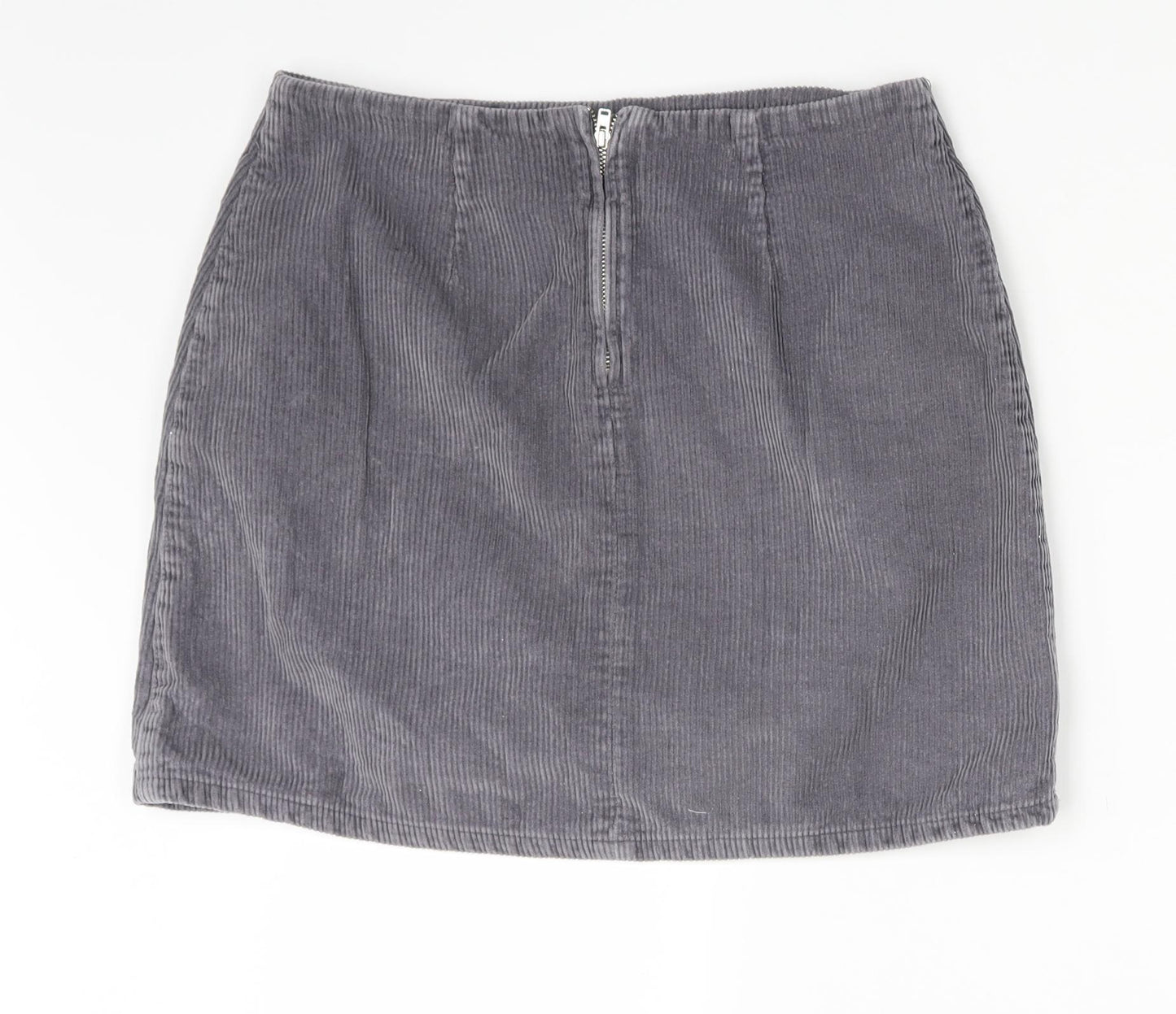 New Look Womens Grey  Corduroy A-Line Skirt Size 10