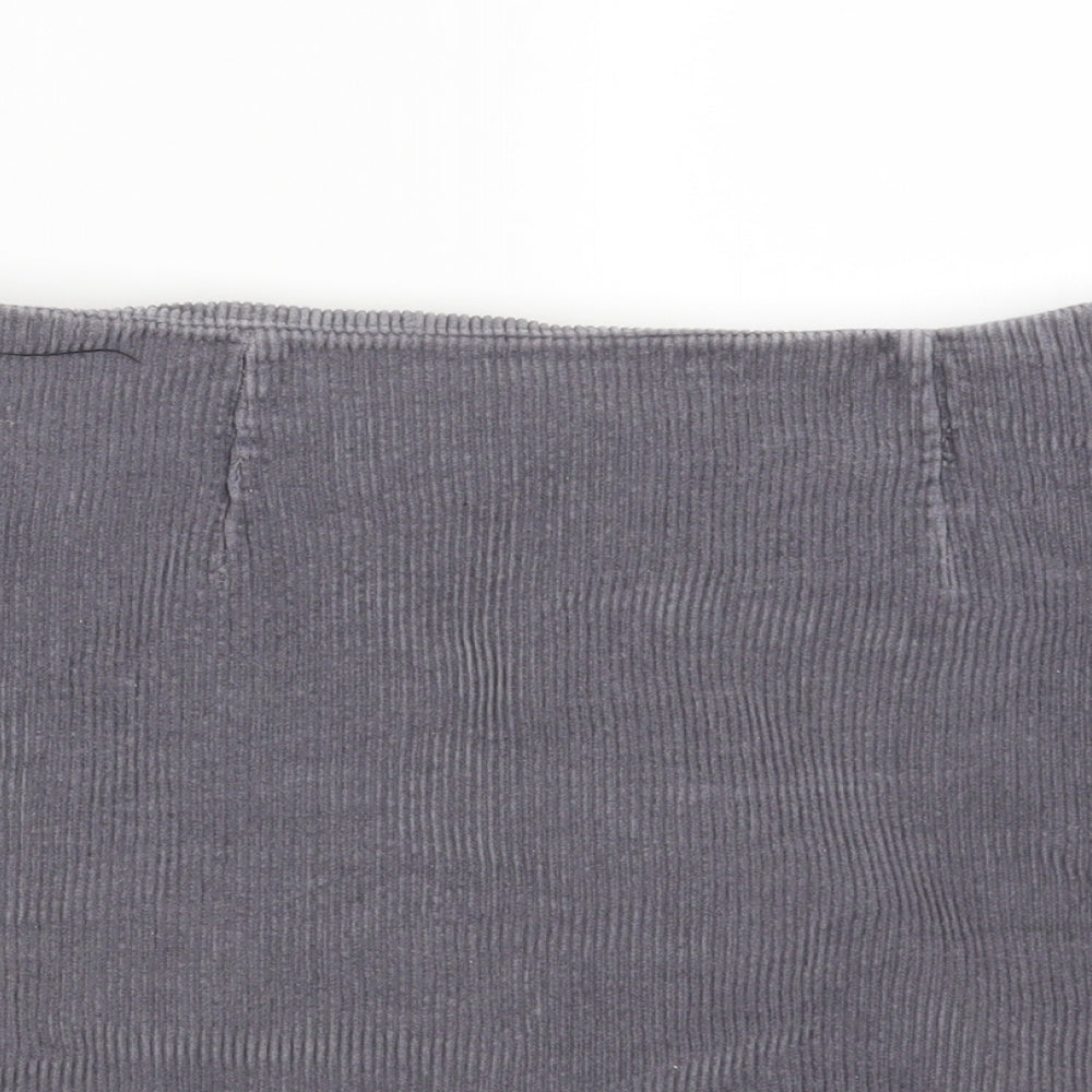 New Look Womens Grey  Corduroy A-Line Skirt Size 10