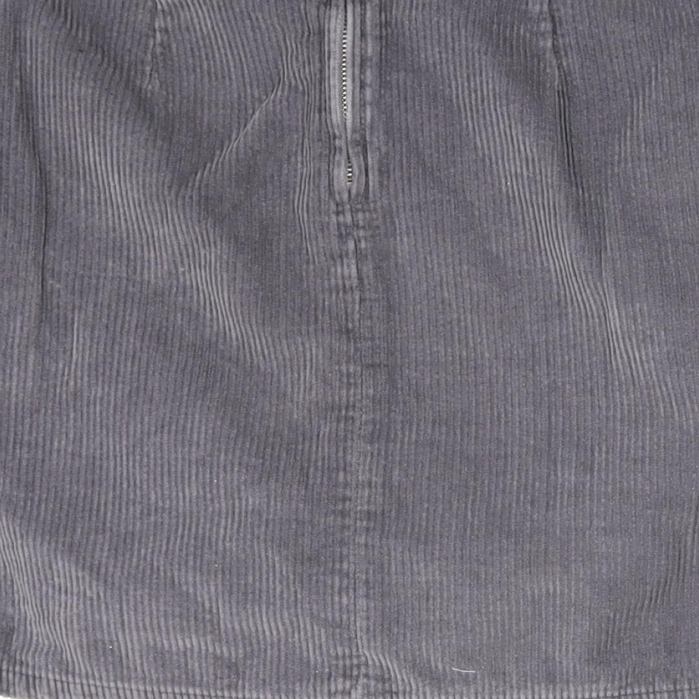 New Look Womens Grey  Corduroy A-Line Skirt Size 10