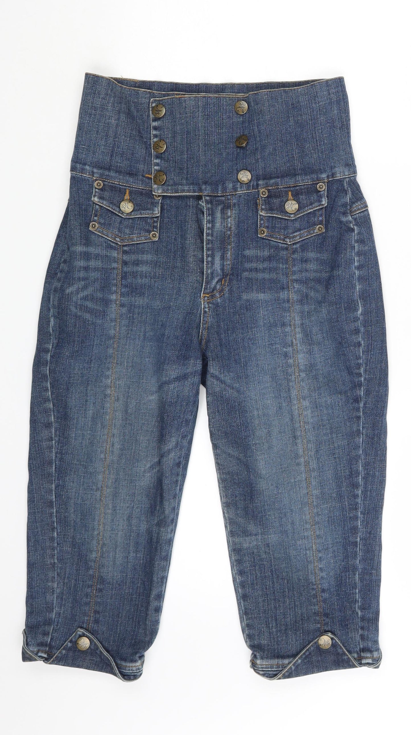 Preworn Womens Blue  Denim Boyfriend Shorts One Size - Spray on Jeans