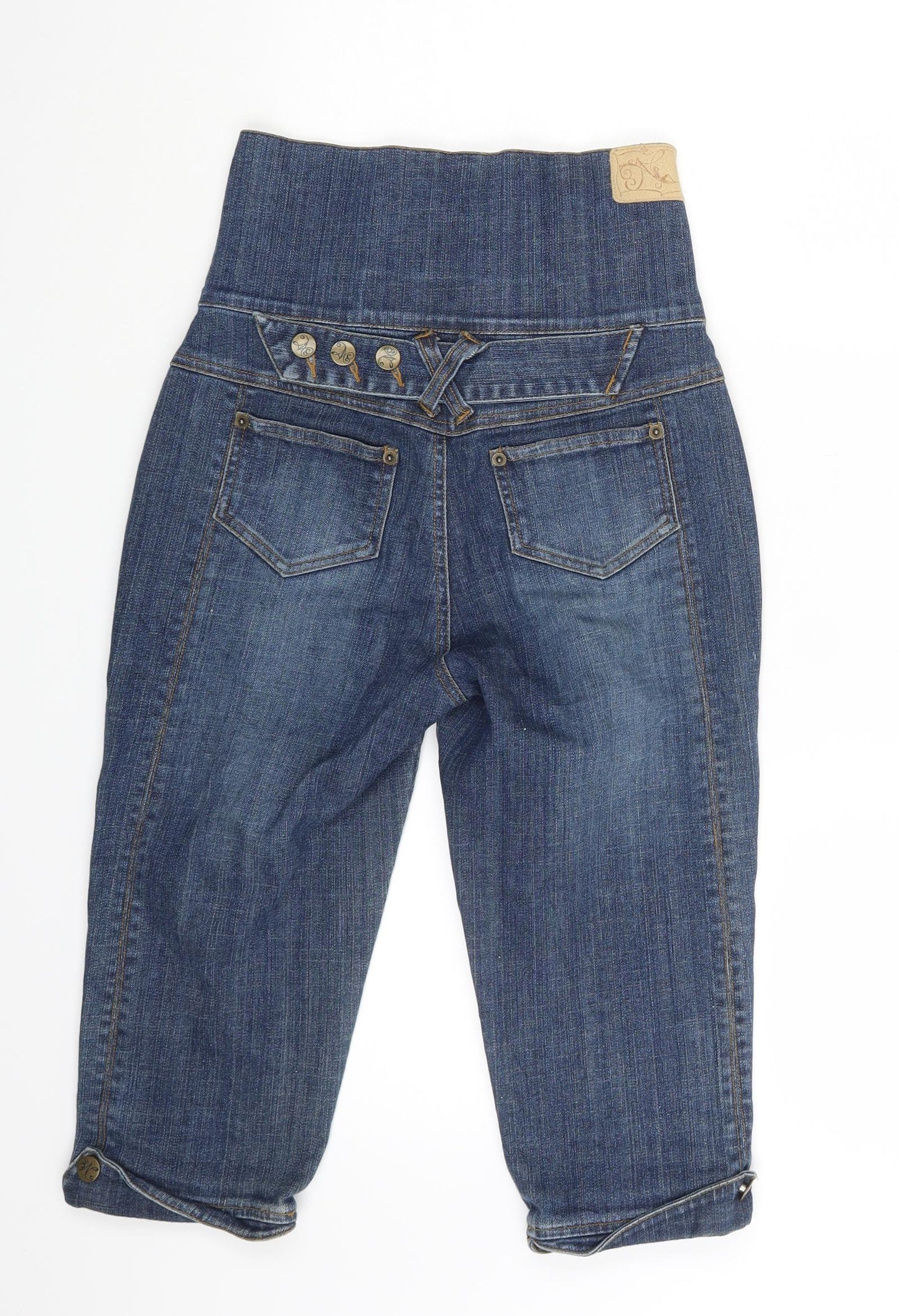Preworn Womens Blue  Denim Boyfriend Shorts One Size - Spray on Jeans