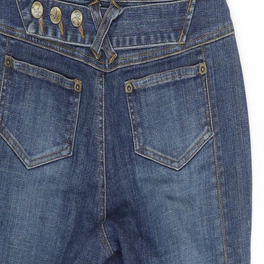Preworn Womens Blue  Denim Boyfriend Shorts One Size - Spray on Jeans