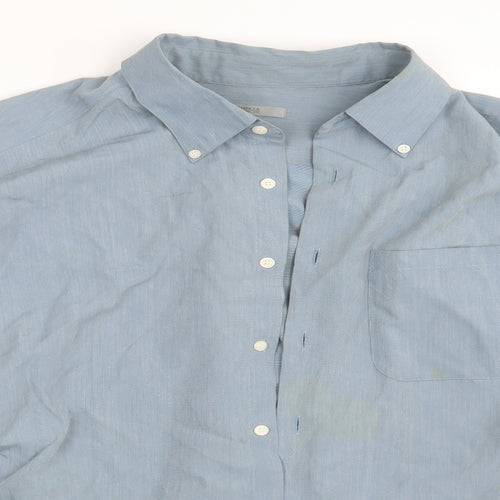 M&S Mens Blue    Button-Up Size XL