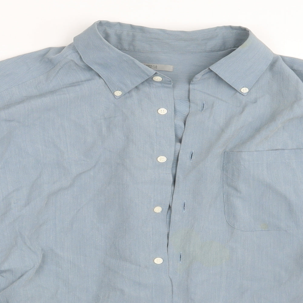 M&S Mens Blue    Button-Up Size XL