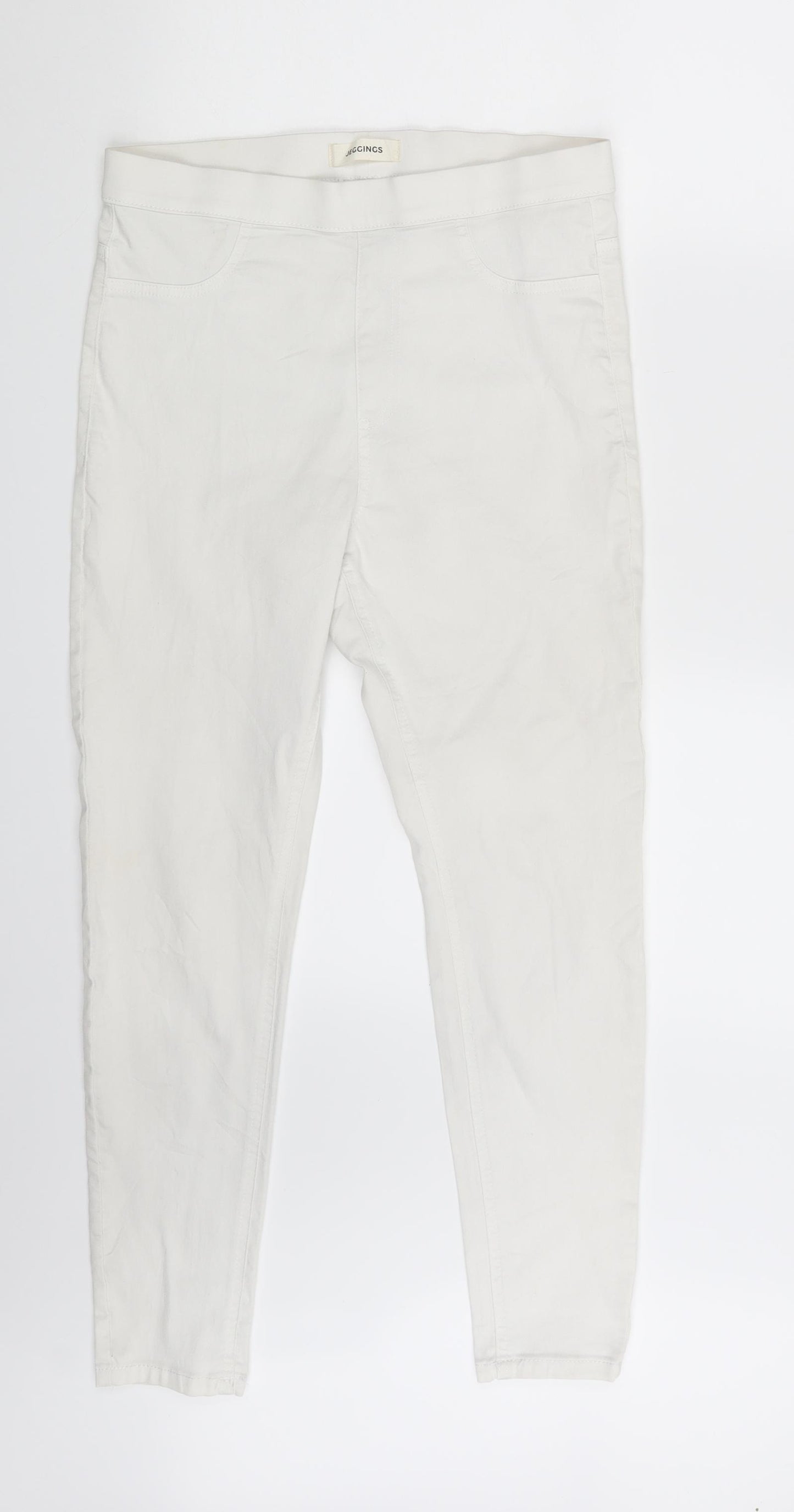 M&S Womens White  Denim Jegging Leggings Size 12 L24 in