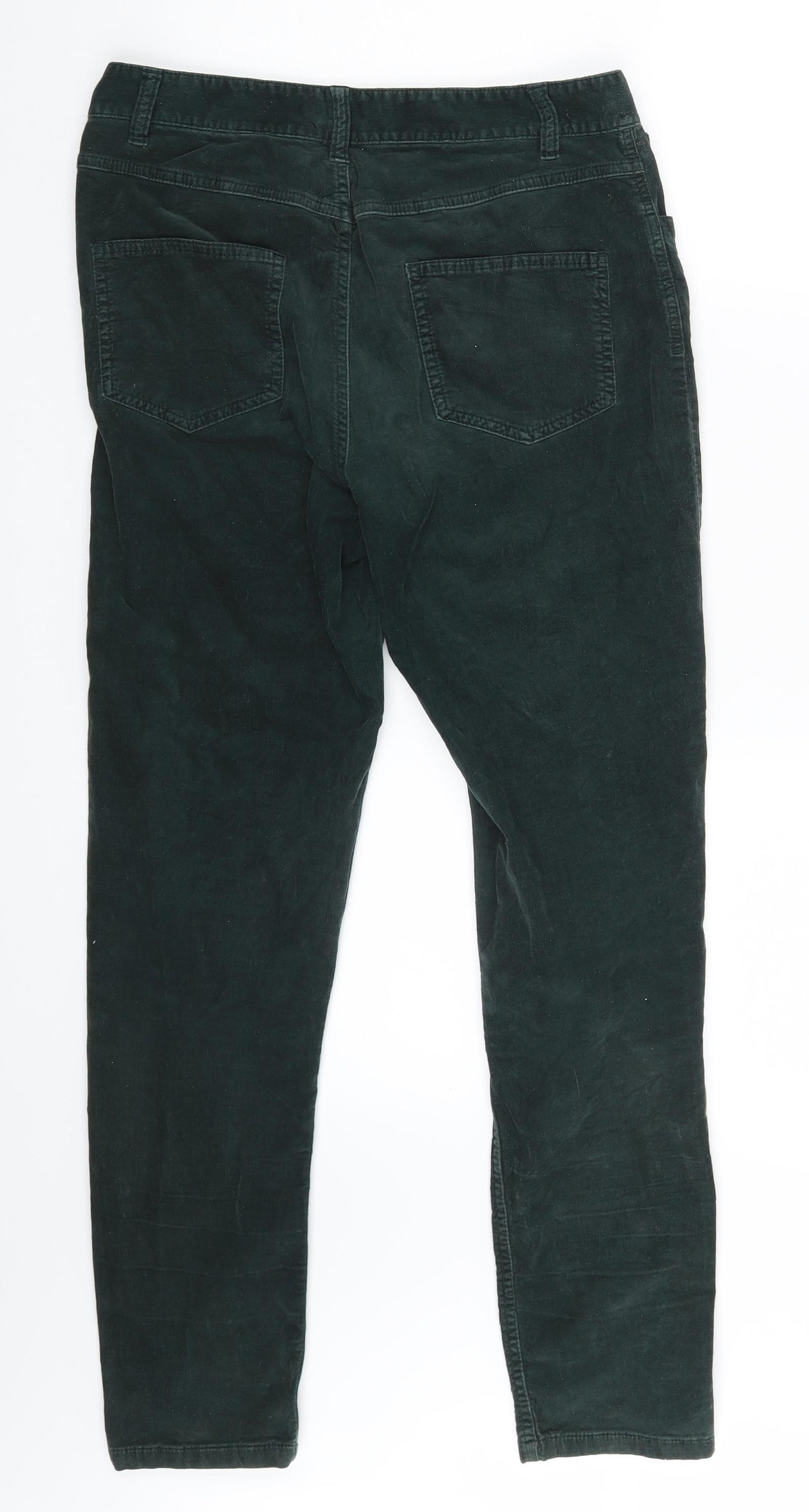 M&S Womens Green  Corduroy Trousers  Size 10 L26 in