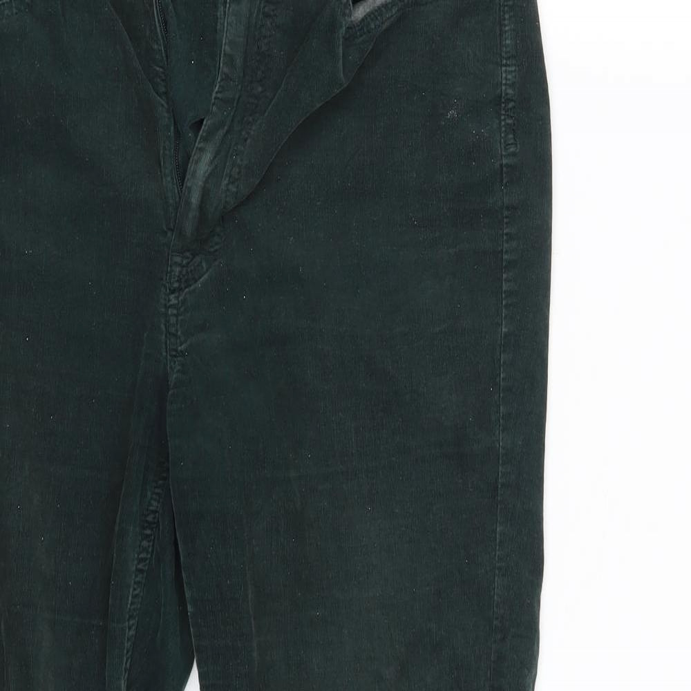 M&S Womens Green  Corduroy Trousers  Size 10 L26 in