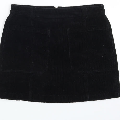 M&S Womens Black  Corduroy A-Line Skirt Size 10