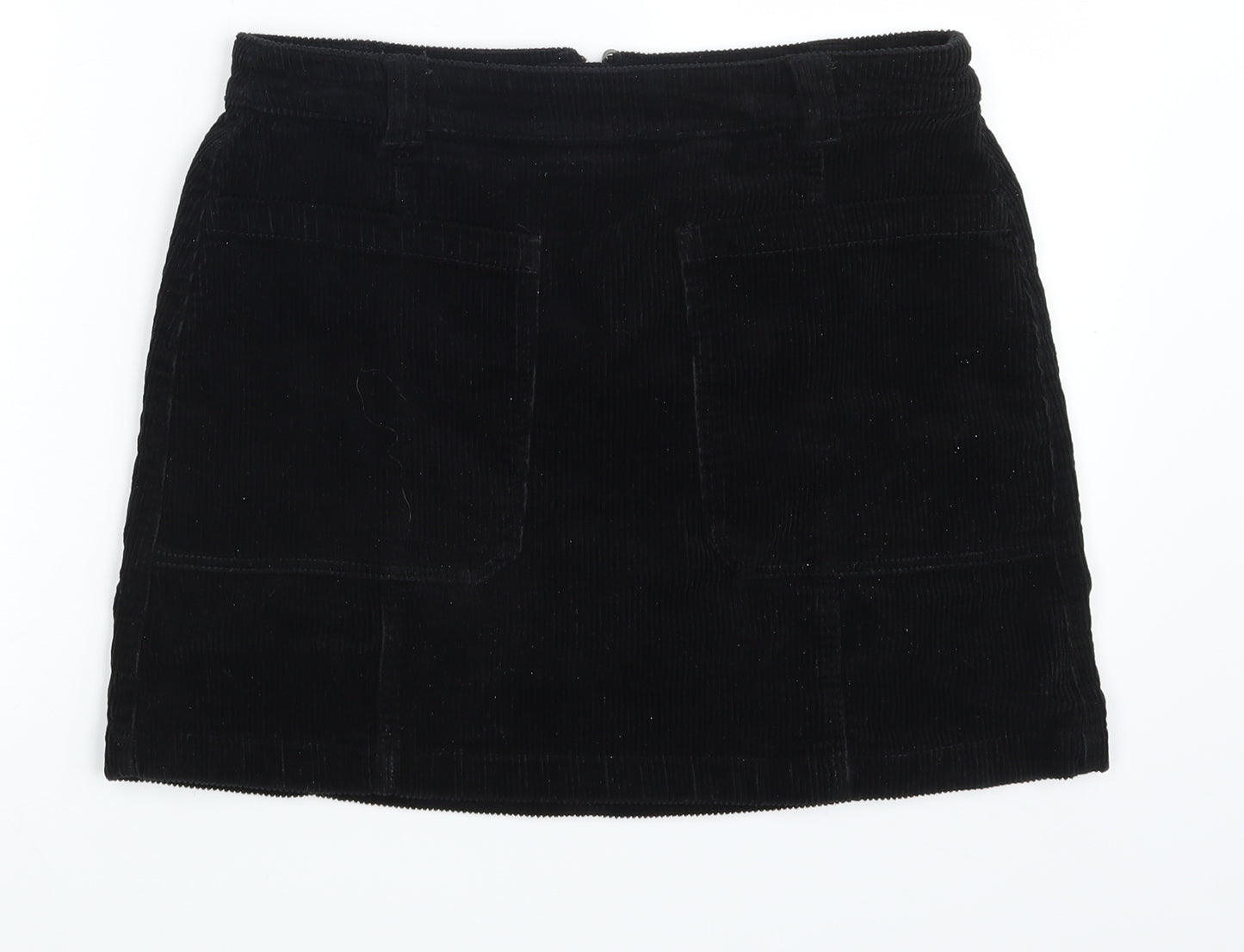 M&S Womens Black  Corduroy A-Line Skirt Size 10