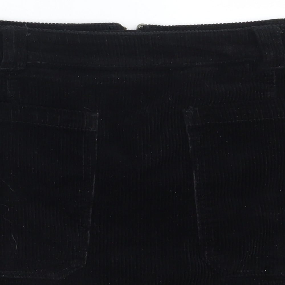 M&S Womens Black  Corduroy A-Line Skirt Size 10