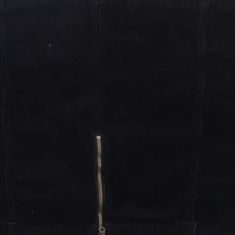 M&S Womens Black  Corduroy A-Line Skirt Size 10