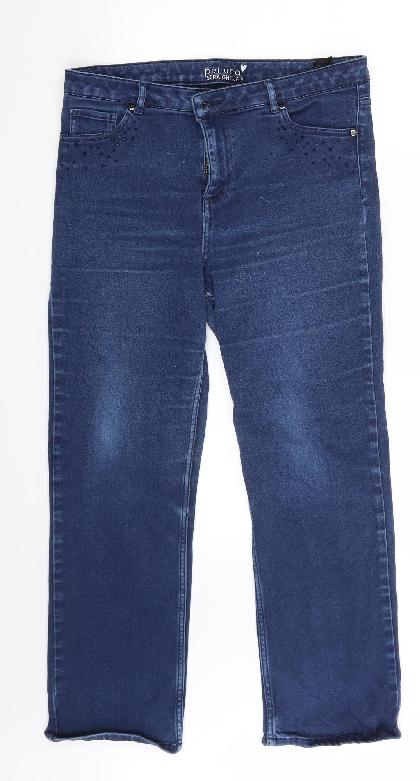 Per Una Womens Blue  Denim Straight Jeans Size 14 L25 in