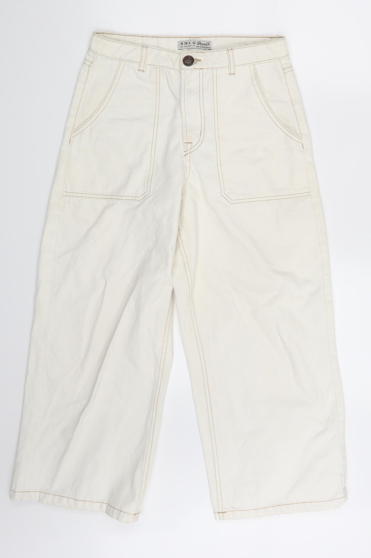 Denim & Co. Womens White  Denim Straight Jeans Size 10 L23 in