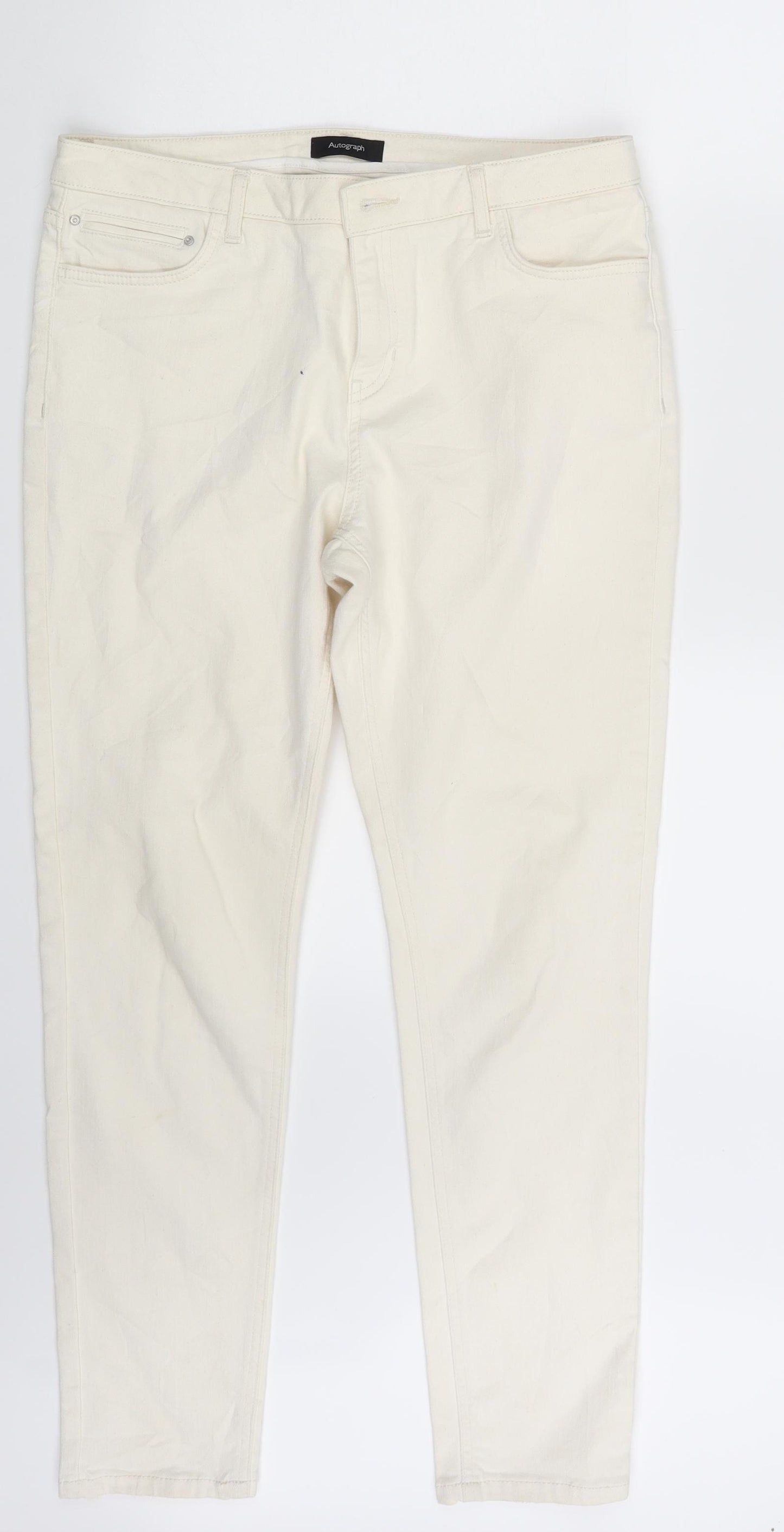 Autograph Womens White  Denim Skinny Jeans Size 14 L26 in