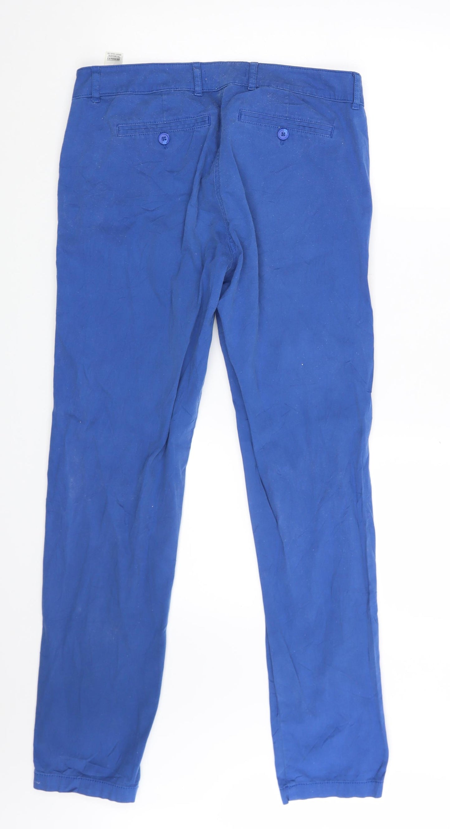 M&S Womens Blue  Denim Chino Trousers Size 10 L29 in