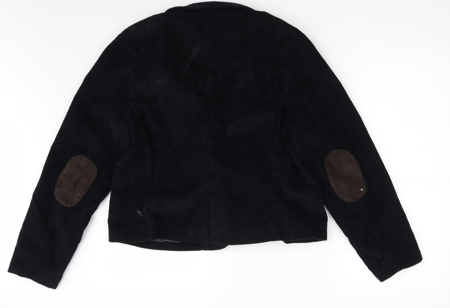 M&S Womens Black  Corduroy Jacket Blazer Size 16