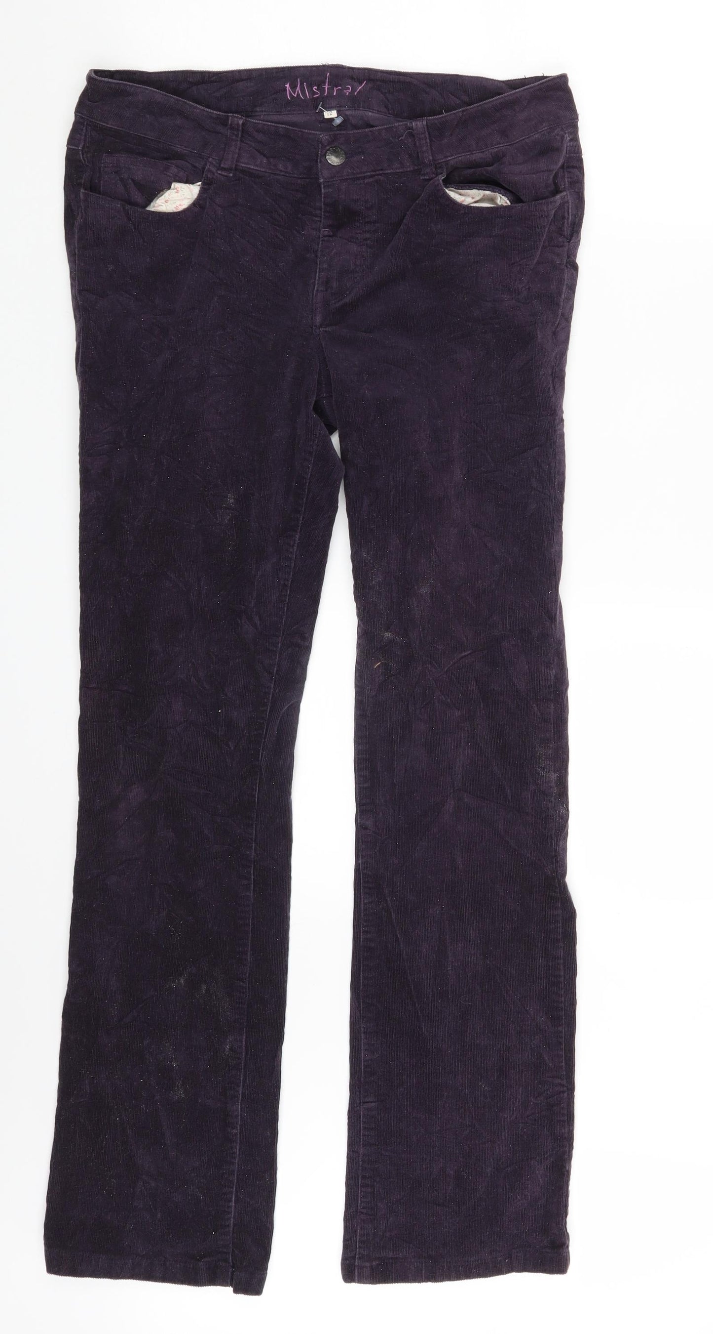 Mistral Womens Purple  Corduroy Bootcut Jeans Size 12 L29 in