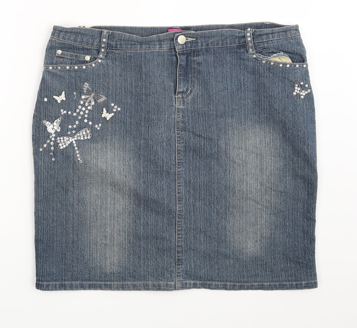 New Look Womens Black  Denim Mini Skirt Size 16
