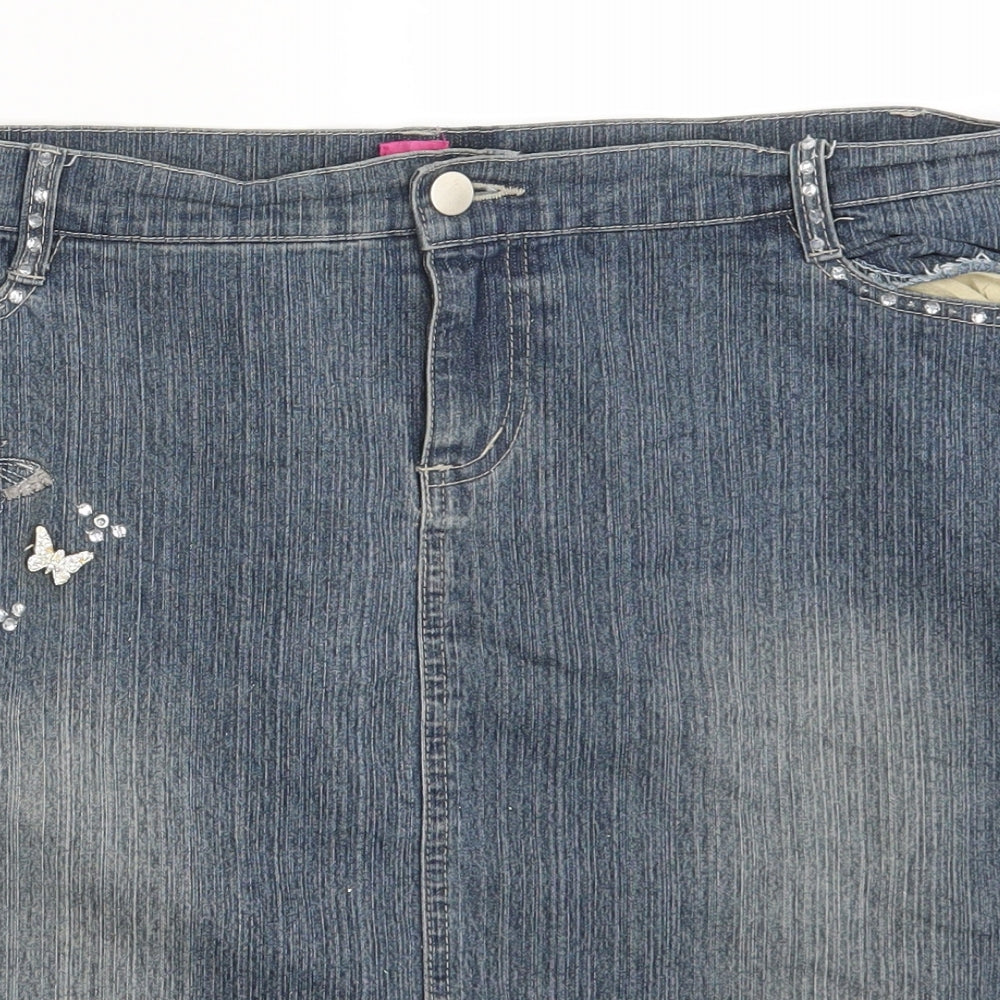 New Look Womens Black  Denim Mini Skirt Size 16