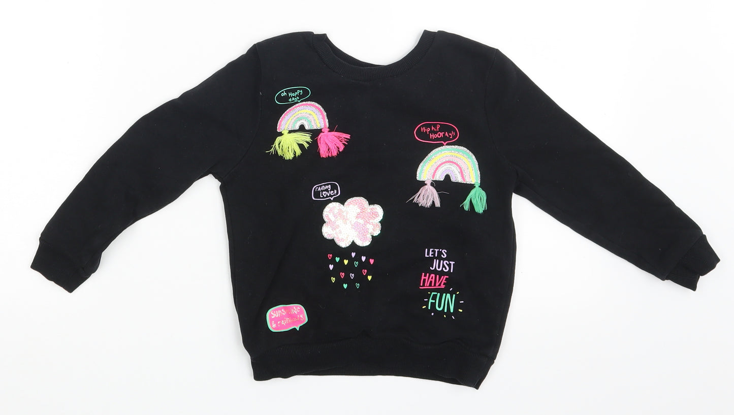George Girls Black   Pullover Sweatshirt Size 3-4 Years