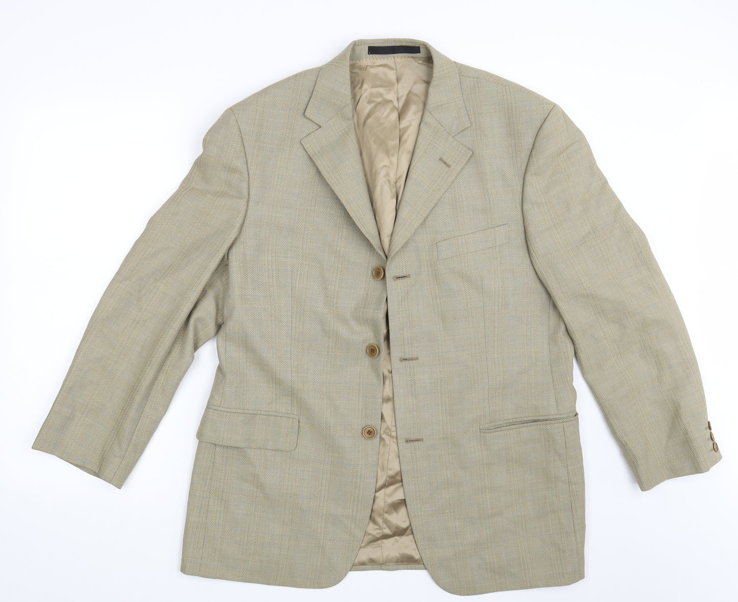 M&S Mens Gold Check  Jacket Suit Jacket Size 40