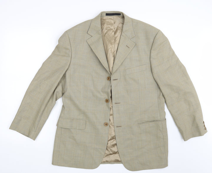 M&S Mens Gold Check  Jacket Suit Jacket Size 40