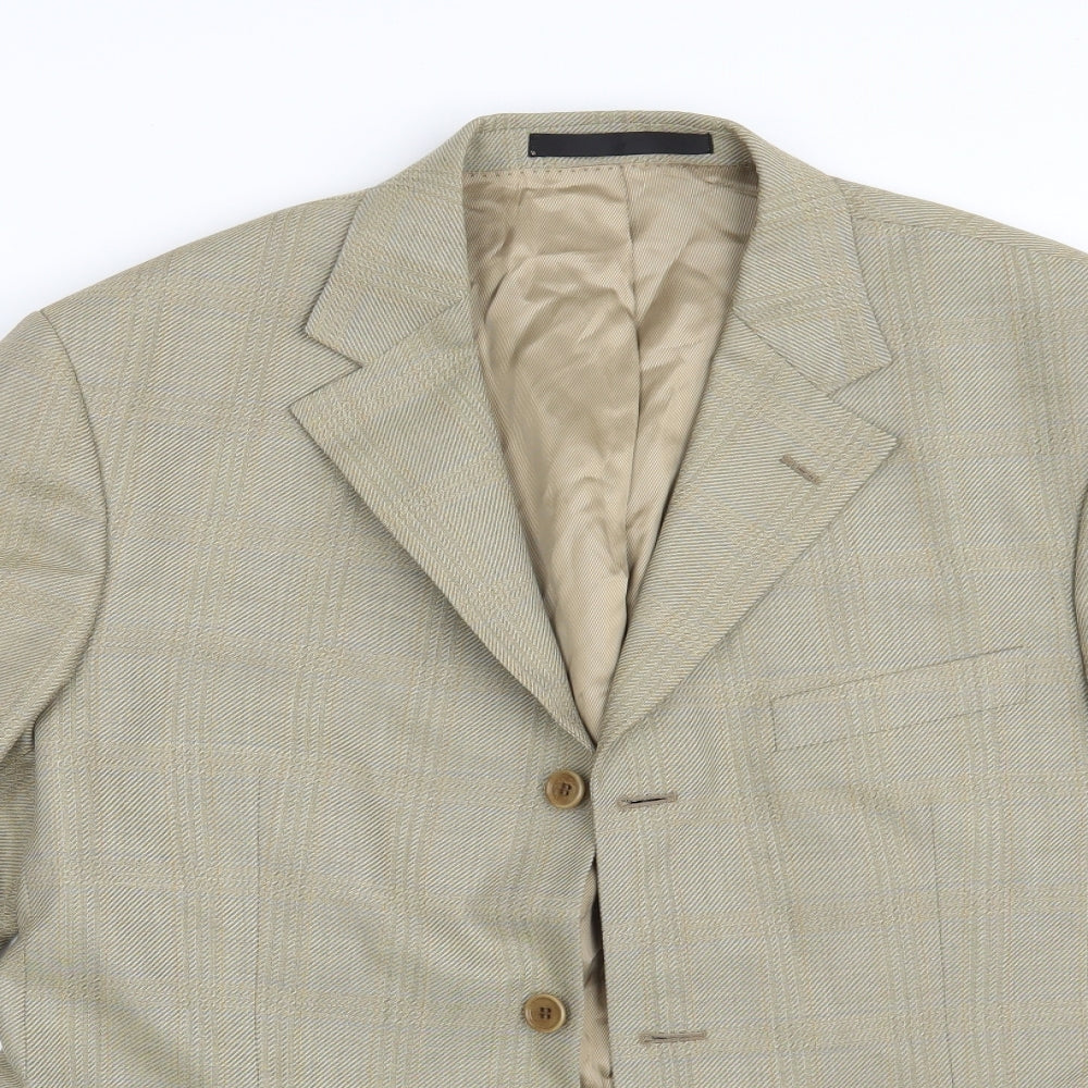 M&S Mens Gold Check  Jacket Suit Jacket Size 40