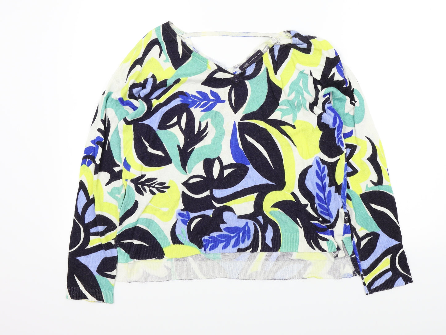 M&S Womens Multicoloured Geometric  Pullover Jumper Size 12