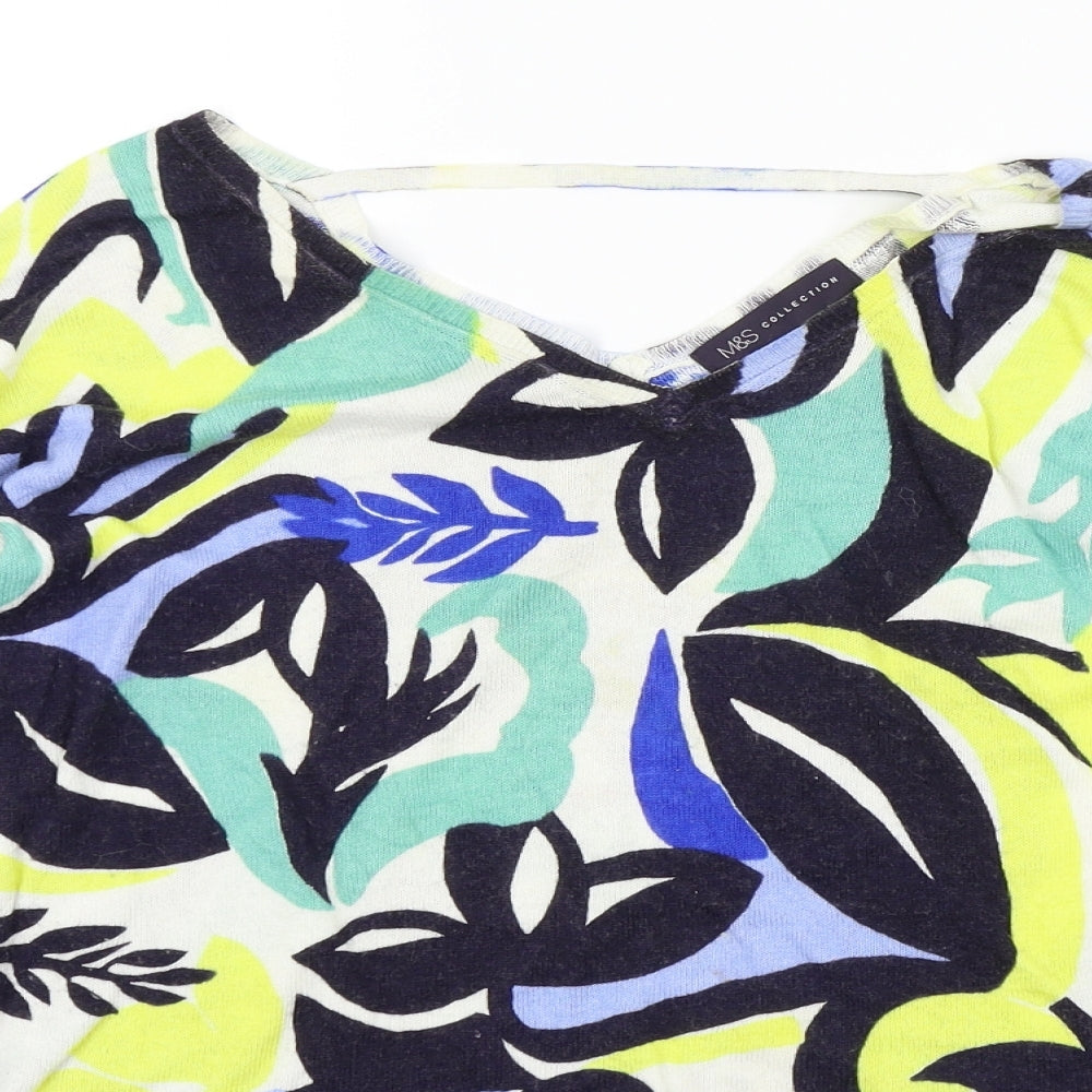 M&S Womens Multicoloured Geometric  Pullover Jumper Size 12