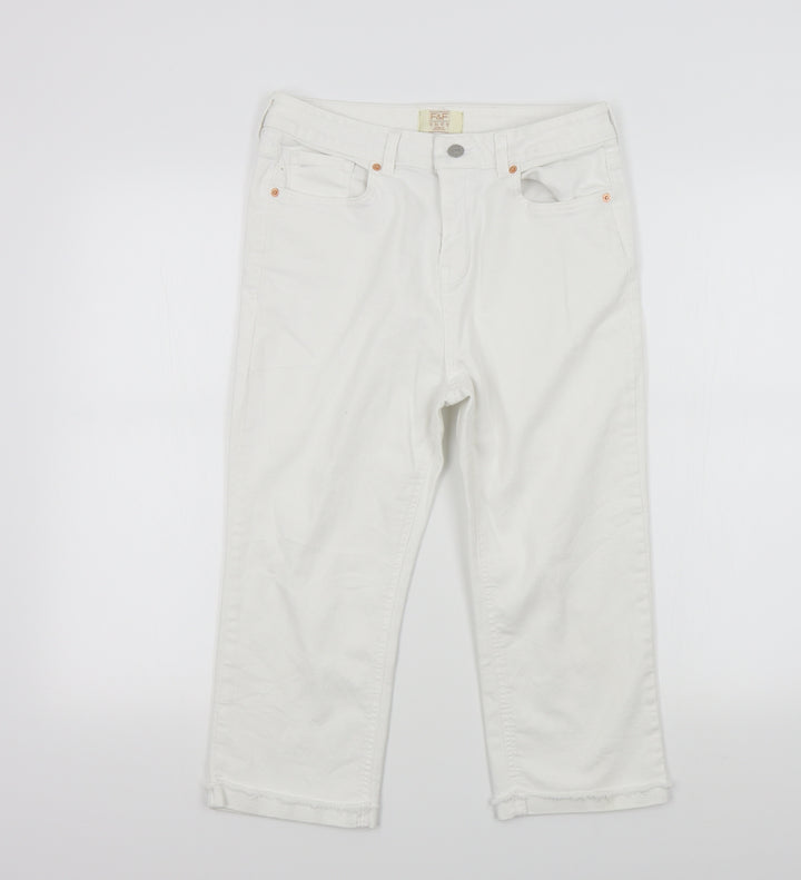 F&F Womens White Straight Jeans Size 12 L20 in