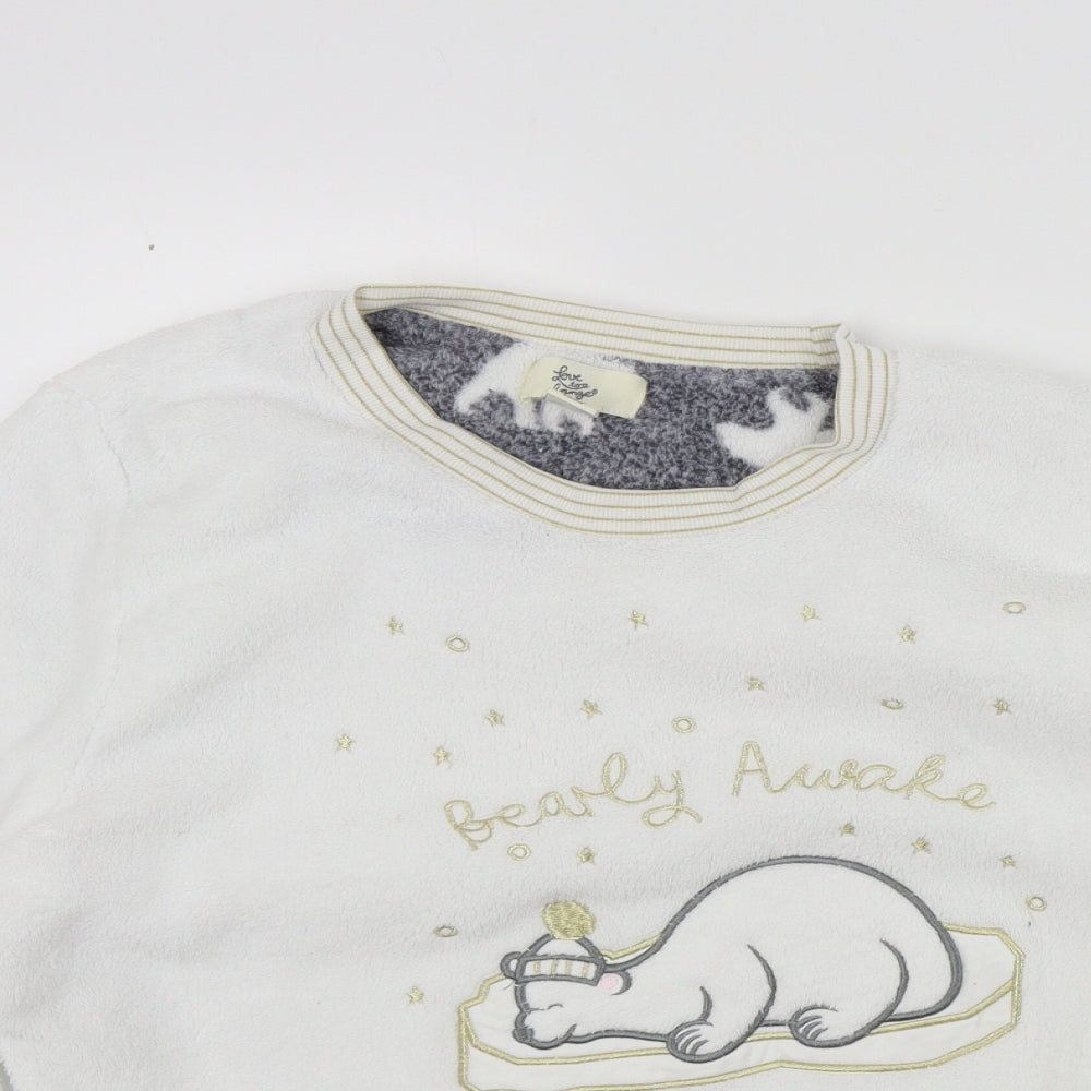 Love to lounge Womens White Solid  Top Pyjama Top Size XL