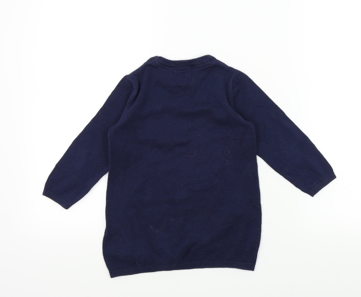 bluezoo Girls Blue Chevron  Pullover Jumper Size 4-5 Years  - UNICORN