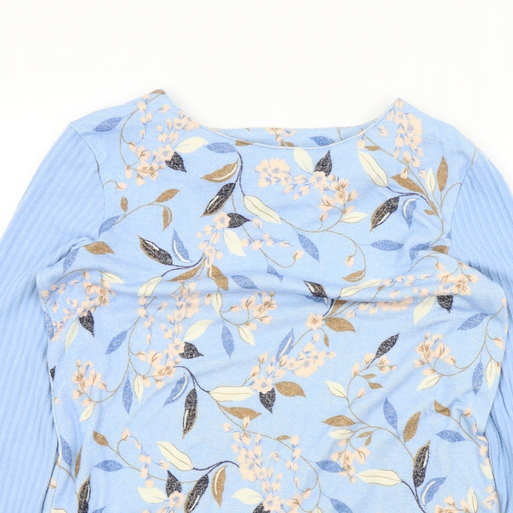 M&S Womens Blue Floral  Pullover Jumper Size 10