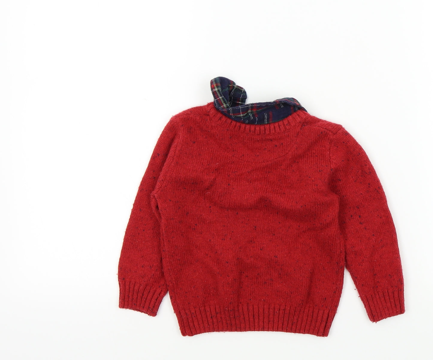 NEXT Boys Red   Pullover Jumper Size 12-18 Months  - shirt collar insert