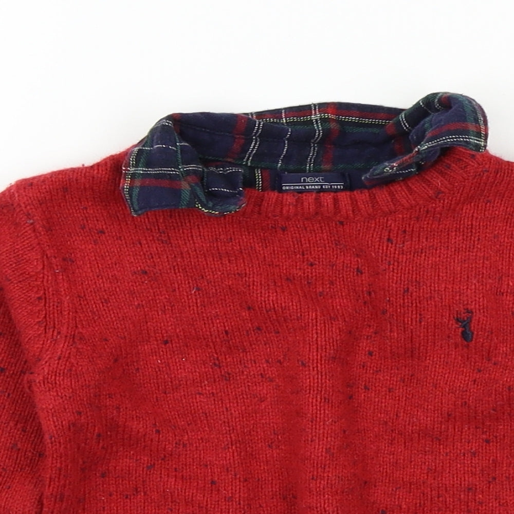 NEXT Boys Red   Pullover Jumper Size 12-18 Months  - shirt collar insert