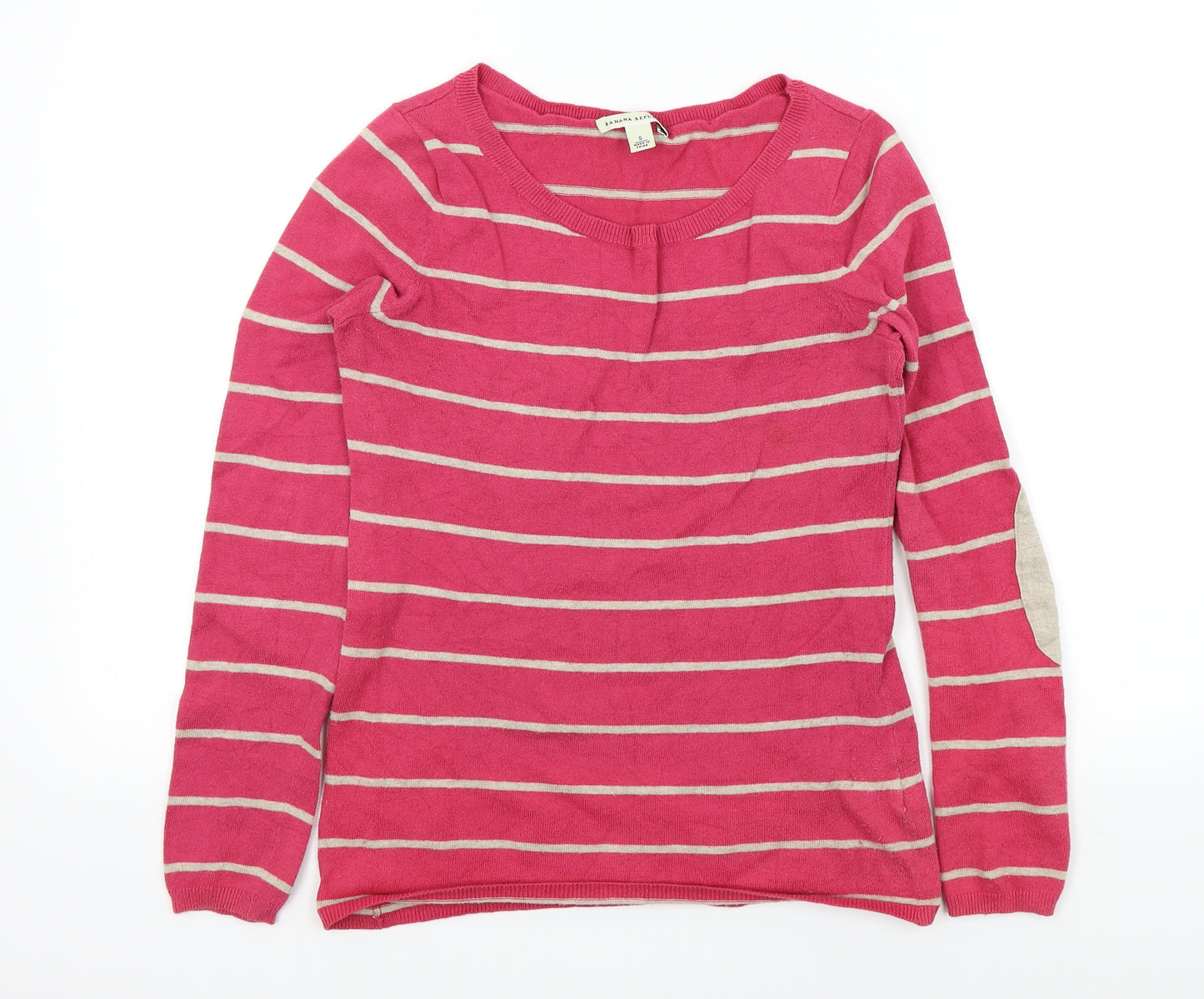 banna replic Womens Pink Striped  Pullover Jumper Size S